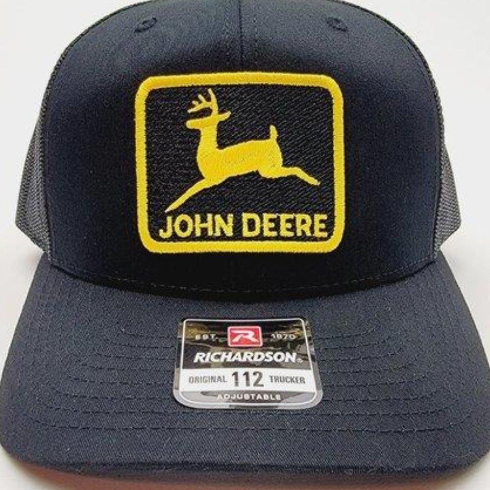 JD Tractors John Deere Embroidered Patch Flat Bill Trucker Mesh Snapback Hat Cap